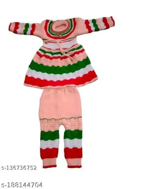 Woolen Sweater & Pant for Girls (Multicolor, 0-3 Months)