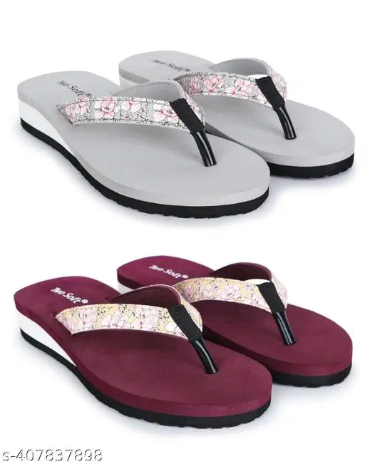 EVA Flip-flops for Women (Grey, 4) Pack of 2