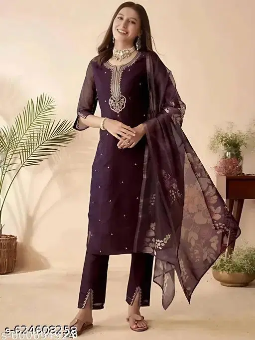 Printed Floral Dupatta Set for Women (Peach, XXS)