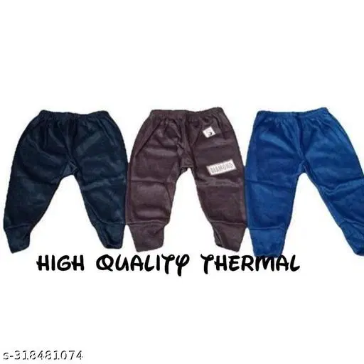 Woolen Thermal Bottomwear for Kids, Pack of 3 (Multicolor, 12-18 Months)