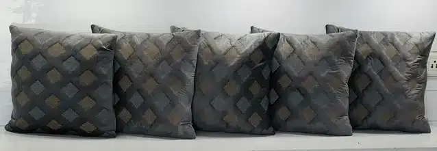 Polyester Cushion Covers Set, Pack of 5, Grey, 16x16 Inches