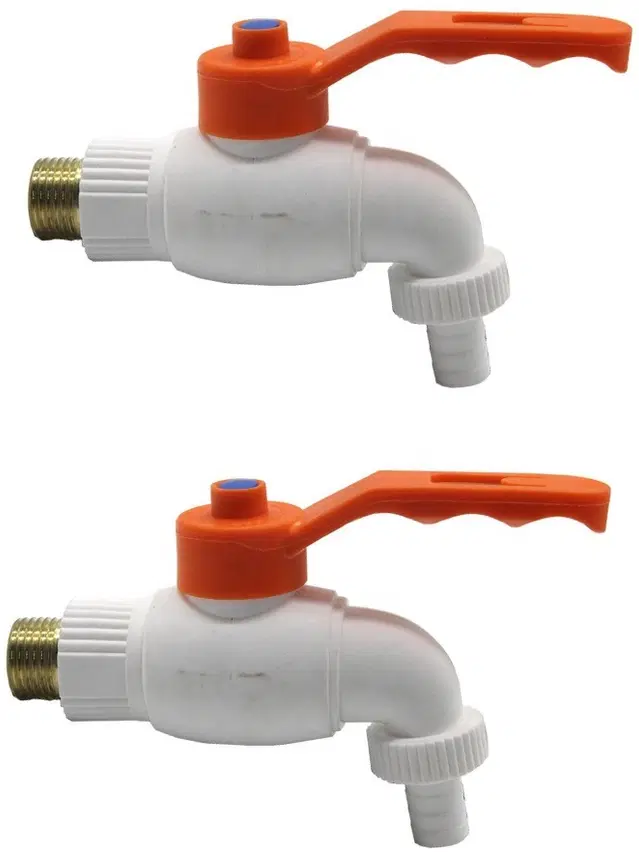 Plastic Turkey Faucets Bib Cock Taps, White, Pack of 2