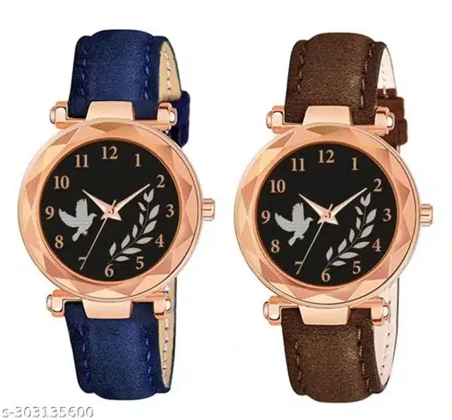 Analog Watch for Women, Pack of 2 (Multicolor)