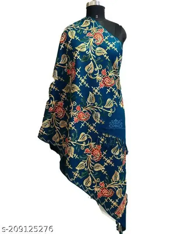 Woolen Shawl for Women (Blue, 2.25 m)