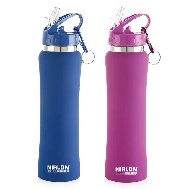 Nirlon Stainless Steel Sipper Water Bottle, Multicolor, 750 ml, Pack of 2