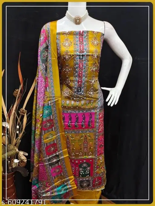 Floral Jaipuri Designs Kurti for Women (Yellow, 6.25 meter (L)