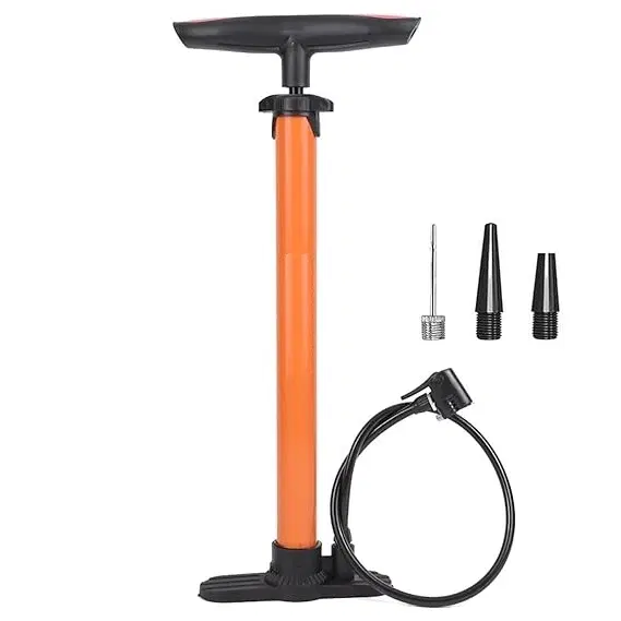 Plastic Bicycle Pump, Orange & Black