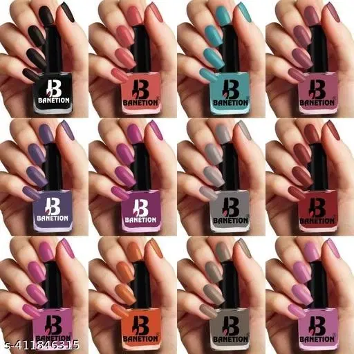 Banetion Matte Nail Polish, Multicolor, Pack of 12
