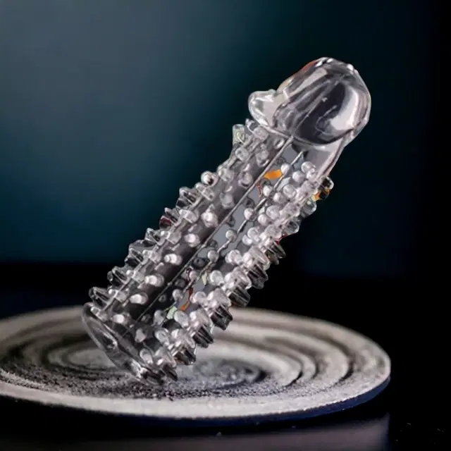 A R Silicone Crystal Dotted Condom for Men, Transparent