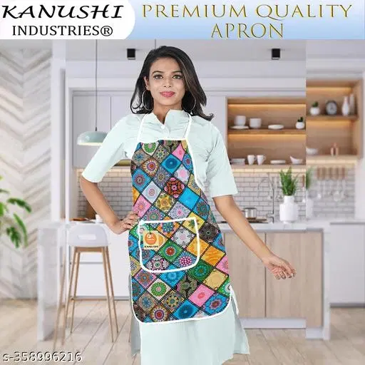 KANUSHI Industries® Apron for Kitchen Waterproof with Front Pocket(Multicolor)(APRON-1-PC-DIG-B)…