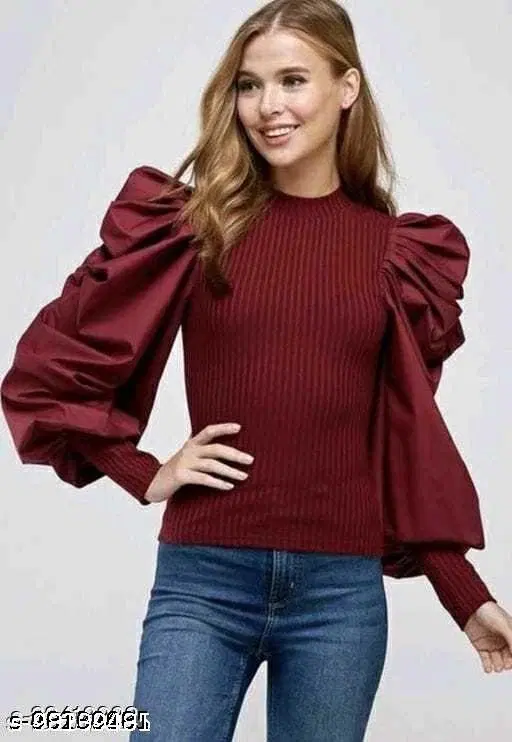 Casual Wear Top & Bottom Sets for Women (Maroon, S)