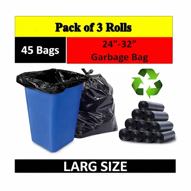 Innate Garbage Bag (24 x 32) Black- Set of 3, 45 Pcs