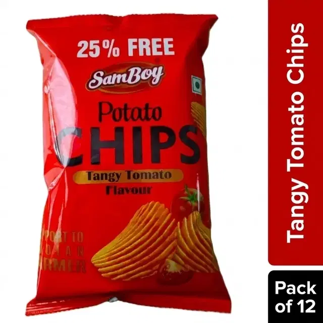Samboy Tangy Tomato Chips 12X25 g (Pack of 12)