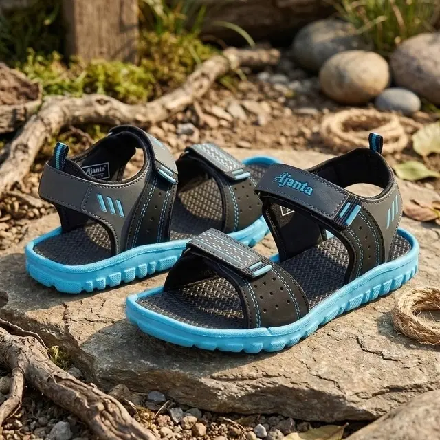 Velcro Sandals for Men (Blue, 6)