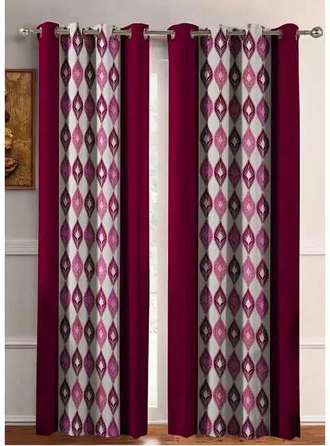 WI Latest Design Beautiful Curtains, Set of 2, Purple, 7Ft X 4Ft, W-40