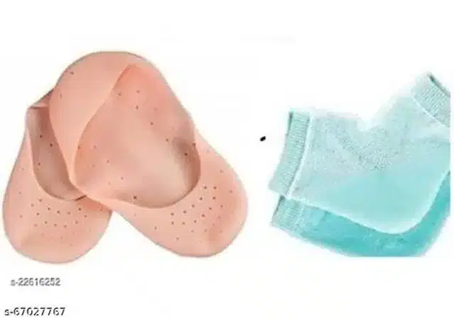 Moisturizing Silicon Gel Socks, Beige, Set of 2