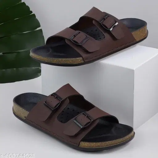 Double Strapped Sliders for Men (Brown, IND-6)