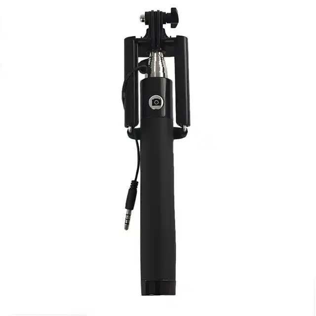 Universal Mini Selfie Stick with Aux Cable, Black