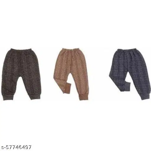 Woolen Thermal Bottomwear for Kids, Pack of 3 (Multicolor, 0-6 Months)