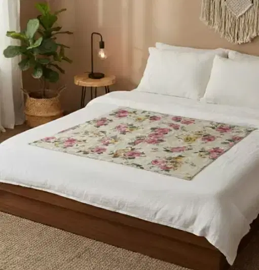 Waterproof Bed Server/Food Mat Red/Yellow Floral