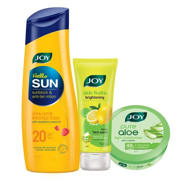 Joy Summer Kit (Sunscreen 300 ml + Moisturiser 100 ml + Face Wash 50 ml ) - 450 ml