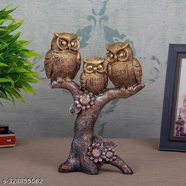 Resin Handcrafted Owl Showpiece, Brown