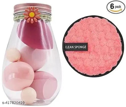 Combo of 5 Pcs Makeup Blenders & Removal Sponge, Multicolor, Set of 2