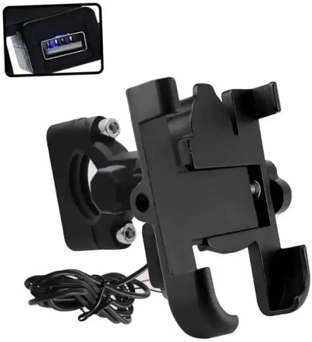 C-1 360 Degree Rotating with Charger for Smartphones Bike Mobile Holder, Black