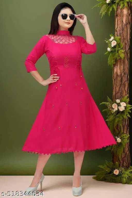 Western Party Gown for Women (Pink, XS)