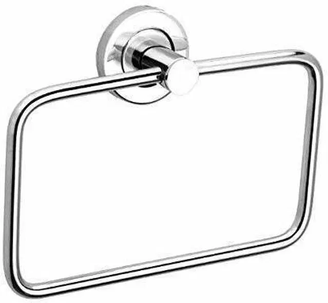Stainless Steel Multipurpose Towel Ring with Wall Flange, Silver, Set of 1