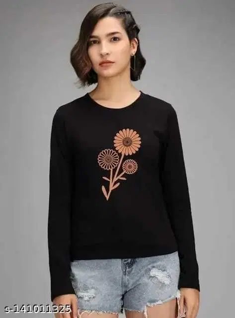 Women's Full Sleeves Sweatshirt (Black, L) (PC-67)