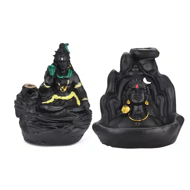 Adiyogi & Lord Shiva Fountain Diffuser, Multicolor, 4 inches, Set of 2