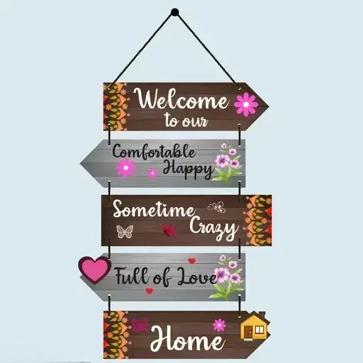 KC Arts Floral Decorative Welcome To Our Home Wall Hanging 12x18inch