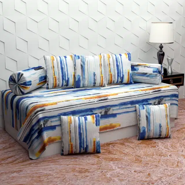 Microfiber Diwan Cover Set, Multicolor, Pack of 8