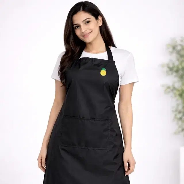 Pineapple PVC Waterproof Apron (Pack of 1) Black
