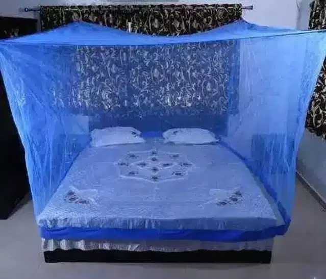Nylon Mosquito Net for Bed, Blue, 4x6 feet
