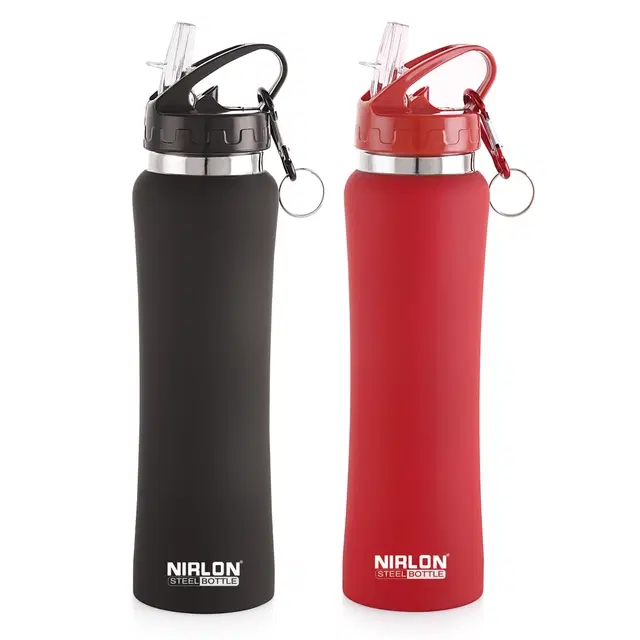 Nirlon Stainless Steel Sipper Water Bottle, Multicolor, 750 ml, Pack of 2
