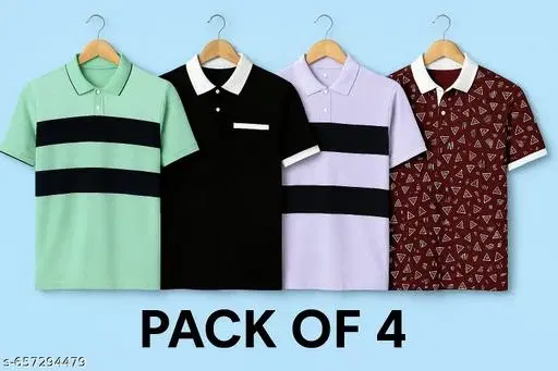 Cotton Blend Printed T-shirt for men, Multicolour (2XL) Pack of 4