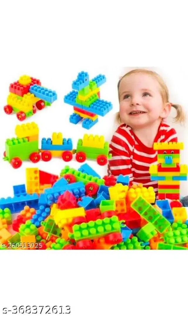 Plastic 100 Pcs Block Toys for Kids, Multicolor, Set of 1