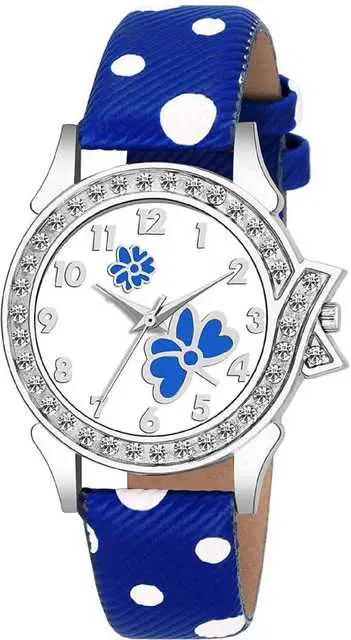 Casual Leather Analog Watch For Women (Blue) (MP-65)