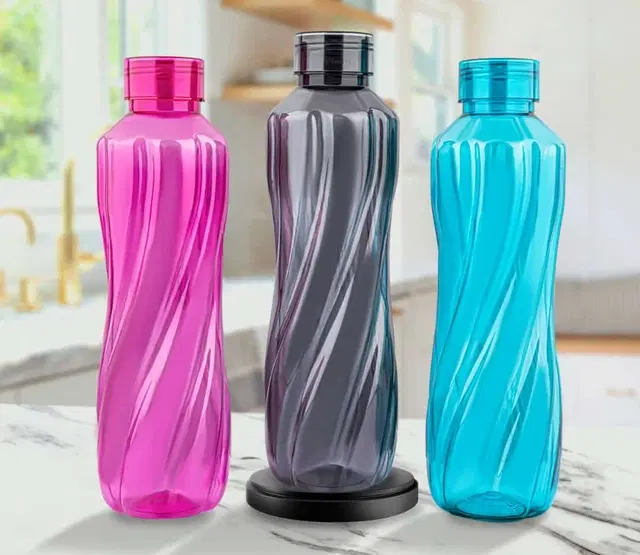 Plastic Leakproof Water Bottle, Multicolor, 1000 ml, Pack of 3
