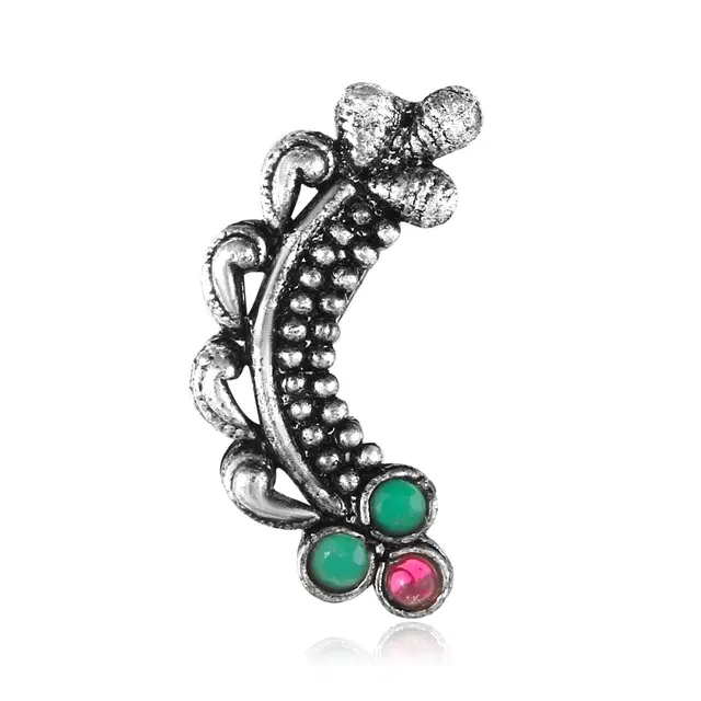 Oxidised Silver Alloy Nosepin for Women (Multicolor)