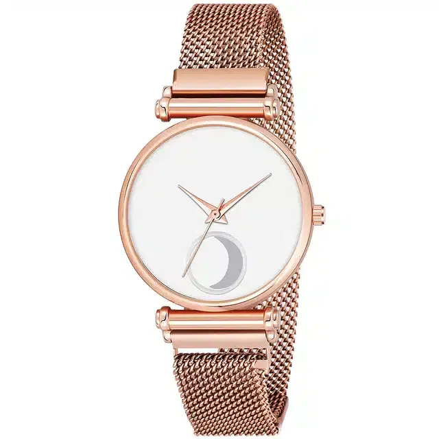 Analog Watch for Girls (Rose Gold & White)