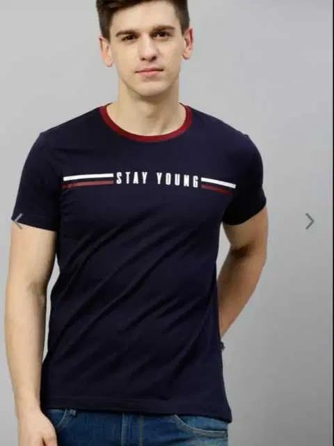Best Hot Selling Cotton Blend Half Sleeves T-Shirt For Men (Navy Blue, XL)