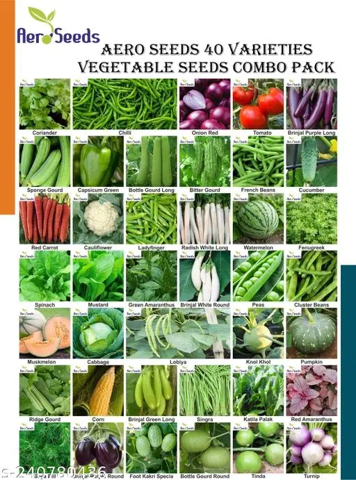 Aero Seeds 40 variety vegetable seeds combo pack with instruction manual.