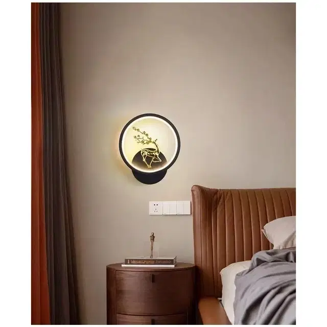 Golden Deer Wall Lamp For Living Room & Bedroom Decor [Pack Of 1]