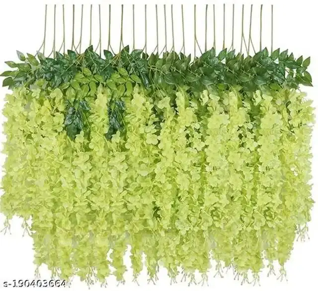 Polyester Artificial Hanging Flower Garlands, Green, Pack of 4