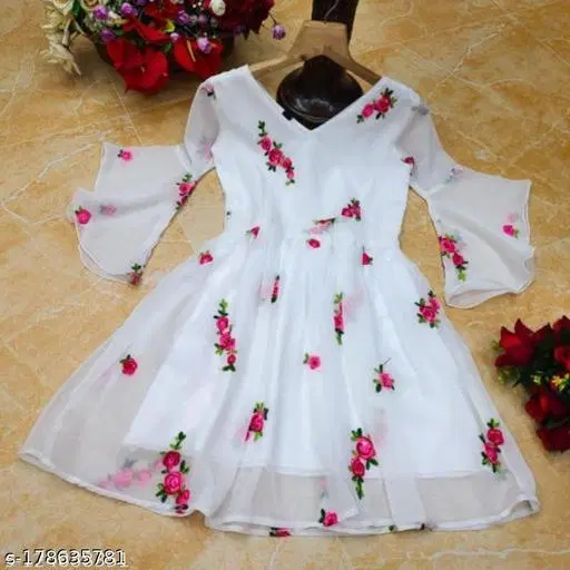 Party Frock for Girls (White, XS)