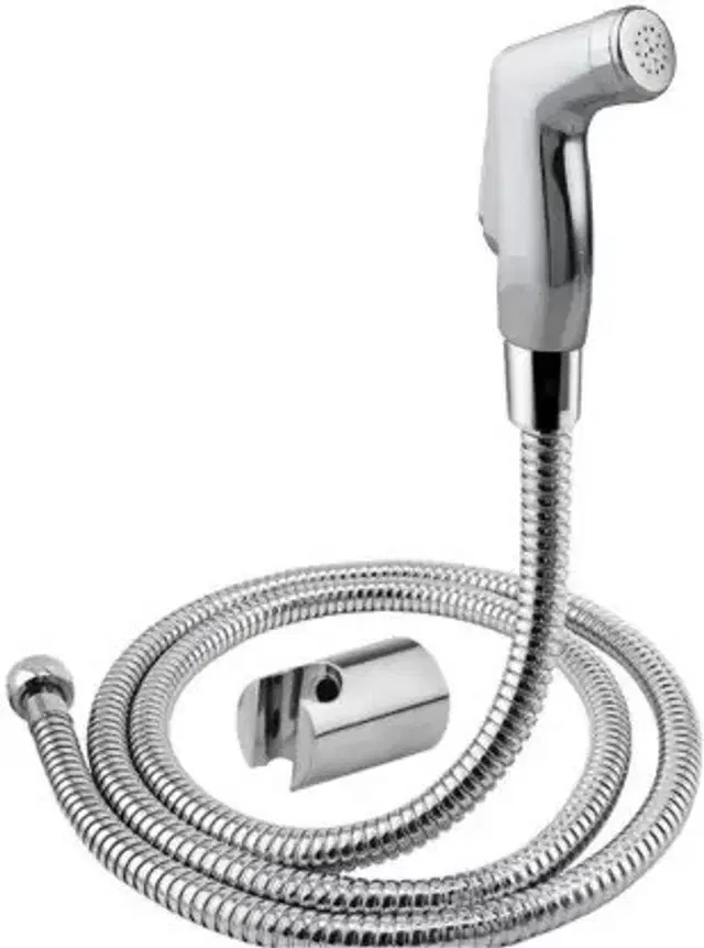 Hindware Health Faucet with SS-304 1.0 Meter Hose Pipe & Wall Hook, Silver, Set of 1