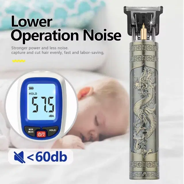 Vintage T9 1200mAh Li-ion Battery Rechargeable 180 minutes Runtime Professional Hair Trimmer for Men with 3 Guided Combs, Gold